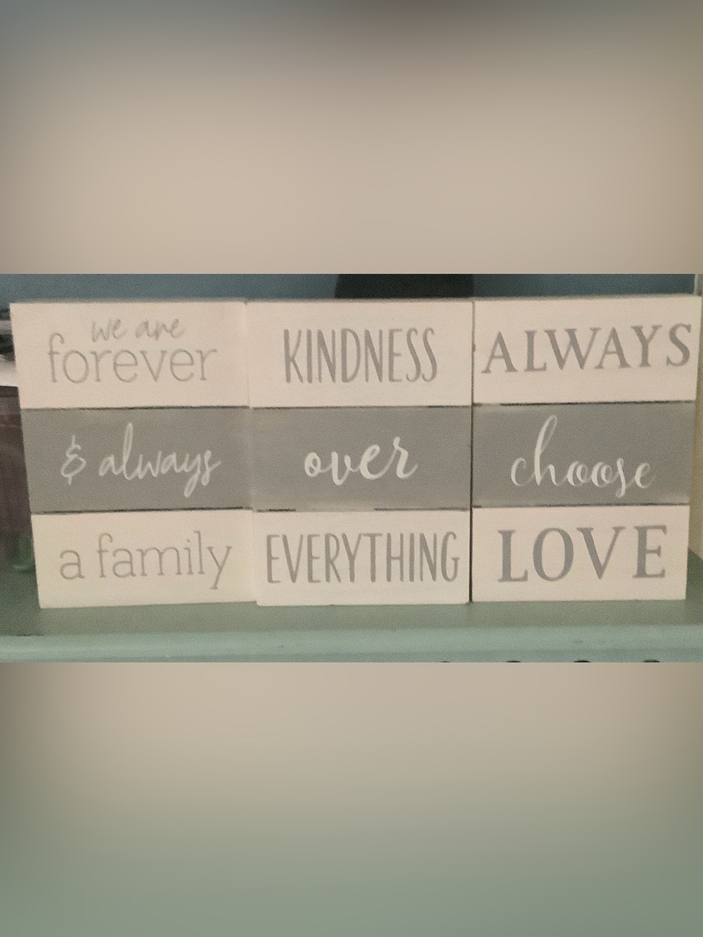 Family Inspirational Block Sign Set - White and Light Gray